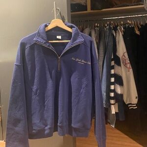 Sporty & rich navy blue quarter zip